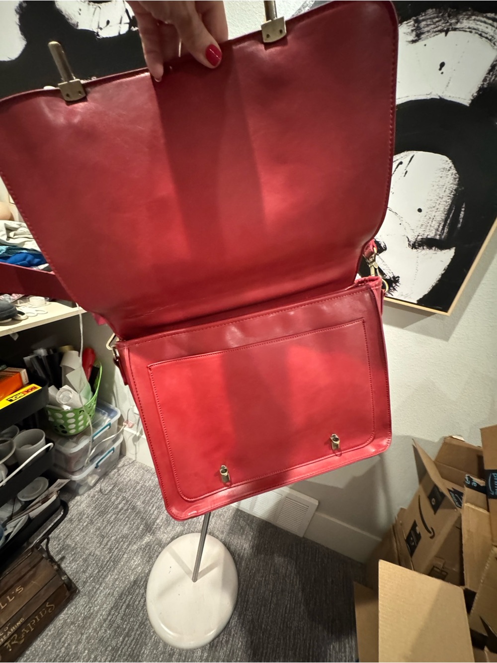 ECOSUSI Vegan Leather Red Bow Briefcase Laptop Study Bag - Picture 7 of 13